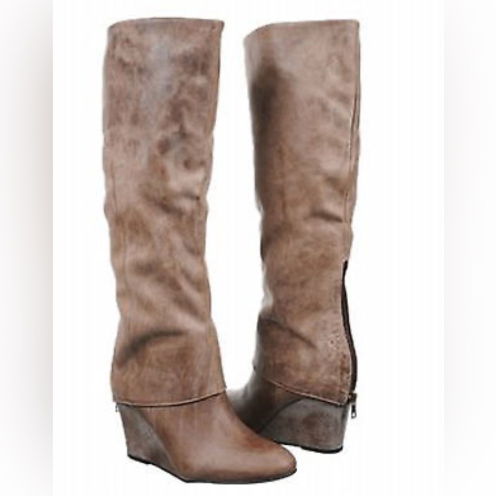 Steve Madden Taupe Knee Wedge Boots
